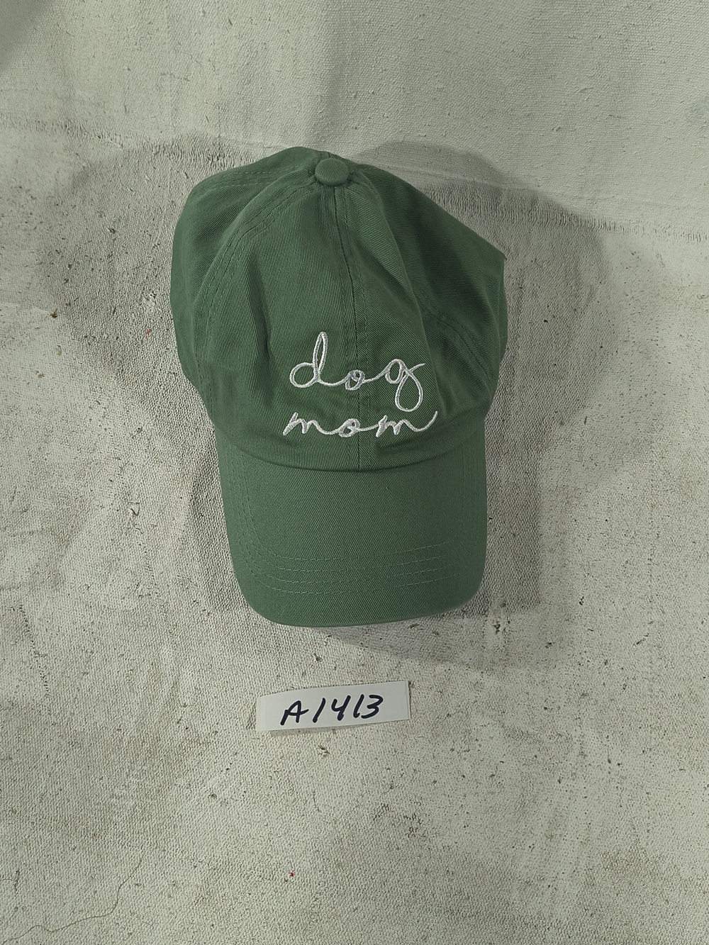 Green "Dog Mom" Embroidered Baseball Adjustable Cap